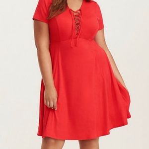 Torrid red lace up dress size 2